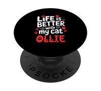 Nombre del gato Ollie La vida es mejor con mi gato Ollie PopSockets PopGrip Adhesivo