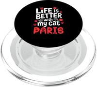 Nombre del gato París La vida es mejor con mi gato París PopSockets PopGrip para MagSafe