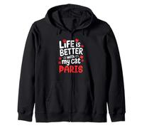 Nombre del gato París La vida es mejor con mi gato París Sudadera con Capucha