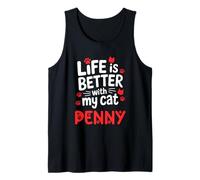 Nombre del Gato Penny Life Is Better with My Cat Penny Camiseta sin Mangas