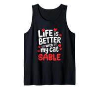 Nombre del Gato Sable Life Is Better with My Cat Sable Camiseta sin Mangas