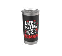 Nombre del gato Simba La vida es mejor con mi gato Simba Vaso térmico de acero inoxidable de doble pared