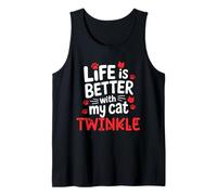Nombre del Gato Twinkle Life Is Better with My Cat Twinkle Camiseta sin Mangas