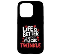 Nombre del Gato Twinkle Life Is Better with My Cat Twinkle Carcasa para iPhone 15 Pro