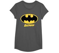Nombre del Logotipo de Batman de DC Kids Camiseta, Niñas, Asfalto, XS