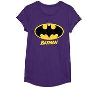 Nombre del Logotipo de Batman de DC Kids Camiseta, Niñas, Morado, L