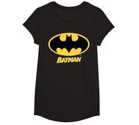 Nombre del Logotipo de Batman de DC Kids Camiseta, Niñas, Negro, L