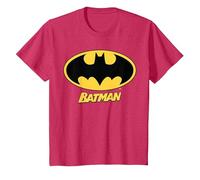 Nombre del Logotipo de Batman de DC Kids Camiseta, Niños, Rojo Jaspeado, 8 años