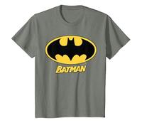 Nombre del Logotipo de Batman de DC Kids Camiseta, Niños, Verde Militar Jaspeado, 4 años