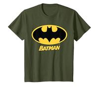 Nombre del Logotipo de Batman de DC Kids Camiseta, Niños, Verde Oliva, 3 años