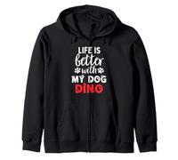 Nombre del perro Dino Life Is Better With My Dog Named Dino Sudadera con Capucha