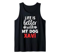 Nombre del perro Xavi La vida es mejor con mi perro llamado Xavi Camiseta sin Mangas