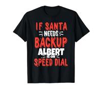 Nombre navideño Divertido de Albert Santa's Backup Camiseta gráfica económica, Hombre, Negro, S