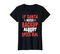 Nombre navideño Divertido de Albert Santa's Backup Camiseta gráfica económica, Mujer, Negro, S