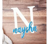 Nombre para Puerta Bebé Personalizado en Madera, Nombre Puerta Habitación Infantil, Inicial + Nombre, Nombres en Madera