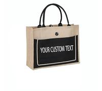 Nombre personalizado Bolsa de compras con bolsillos Bolsas de arpillera de regalo Regalos de boda para dama de honor Almacenamiento de Navidad Regalo-Negro, Texto con brillo dorado, Mediano 35x14x30c