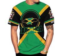 Nombre Personalizado Camiseta Deportiva Bandera De Jamaica León Orgullo Jamaicano Duradero Men's T Shirt Suave Camiseta Hombre Manga Corta para Verano Correr Adulto XXL