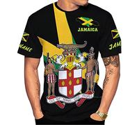 Nombre Personalizado Camiseta para Hombre Bandera De Jamaica León Orgullo Jamaicano Suave Tshirt Cómodo Camiseta Hombre para Correr Entrenamiento Gimnasio L