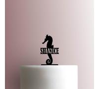 Nombre personalizado de caballito de mar - Decoración acrílica para tartas de 5 pulgadas de ancho/rojo