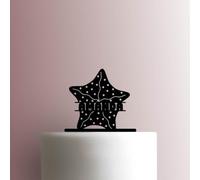 Nombre personalizado de estrella de mar - Decoración acrílica para tartas de 5 pulgadas de ancho/marrón