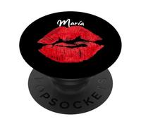Nombre Personalizado de Maria Red Lips PopSockets PopGrip Adhesivo