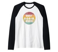 Nombre Personalizado Robin I Love Robin Retro Vintage Style Camiseta Manga Raglan