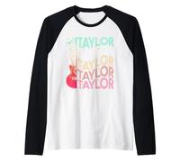 Nombre Taylor I Love Taylor Girl Groovy 80's Vintage Camiseta Manga Raglan