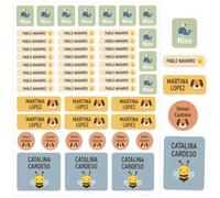 Nombretinas Etiquetas Personalizadas para Ropa y Material Escolar, 52 Etiquetas Adhesivas Personalizadas, Pegatinas con Nombre para Botellas, Tuppers, Mochilas, Lápices y Guardería (52, Nature)