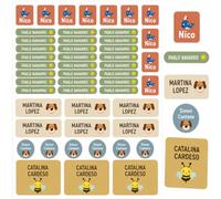 Nombretinas Etiquetas Personalizadas para Ropa y Material Escolar, 52 Etiquetas Adhesivas Personalizadas, Pegatinas con Nombre para Botellas, Tuppers, Mochilas, Lápices y Guardería (156, Vintage)