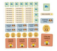 Nombretinas Etiquetas Personalizadas para Ropa y Material Escolar, 52 Etiquetas Adhesivas Personalizadas, Pegatinas con Nombre para Botellas, Tuppers, Mochilas, Lápices y Guardería (156, Nature)