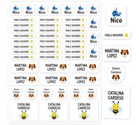 Nombretinas Etiquetas Personalizadas para Ropa y Material Escolar, 52 Etiquetas Adhesivas Personalizadas, Pegatinas con Nombre para Botellas, Tuppers, Mochilas, Lápices y Guardería (0, Blanco)