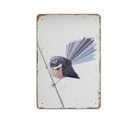 NOMELY Fantail - Placa decorativa de metal con diseño de Nueva Zelanda, diseño de Nueva Zelanda, vida salvaje, Kiwiana, Kiwi, recuerdo de estaño, para bar, pub, decoración de pared, 20,3 x 30,5 cm