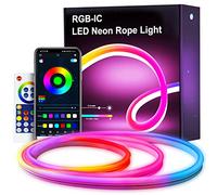 Nomiou Tira de Luces LED de Neón de 3 m, RGBIC Con Control de Aplicación, Cinta de Luz de Cambio de Color, Sincronización de Música, Banda de Luz Para Salón, Dormitorio, Decoración