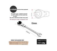 (Non fisso da 13 mm) Chiave a cricchetto girevole di alta qualità per tubi aperti, chiave a bussola,