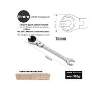 (Non fisso da 15 mm) Chiave a cricchetto girevole di alta qualità per tubi aperti, chiave a bussola,