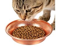 Non-Slip Copper Dog Water Bowl Textured Round Wide Opening Copper Dish