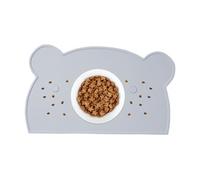 Non-Slip Dog Feeding Mat, Washable Silicone Pad, Bear Shaped Spill-Proof Tray, Floor Protector, Ideal for Puppy, Kitten, Indoor and Outdoor Feeding, 12.99x7.87 Inches