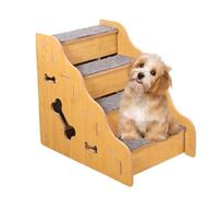 Non Slip Dog Steps & Pet Stairs For High Beds | Sturdy Wood Climbing Aid For Puppies & Senior Dogs | Carpeted Pet Ramp For Sofa, Couch & Caravan - Safe & Reliable Indoor Furniture