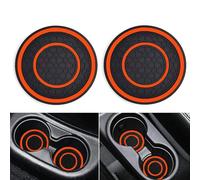 Non-Slip Mats Anti Dust Cup Holder Inserts,Center Console Liners for Mustang Accessories 2023 2022 2021 2020 2019 2018 2017 2016 2015 ustom Fits Cup Holder Liners Mats Door Pocket (Orange)