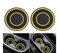 Non-Slip Mats Anti Dust Cup Holder Inserts,Center Console Liners for Mustang Accessories 2023 2022 2021 2020 2019 2018 2017 2016 2015 ustom Fits Cup Holder Liners Mats Door Pocket (Yellow)