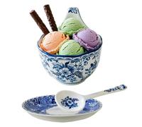 Non-Slip Soup Bowls - 500ml Hand-Painted Floral Decorative Microwavable
