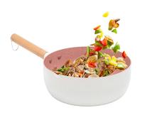 Non Stick Frying Pans, Induction Skillet, Wood Handle Cookware, Even Heat Distribution, Scratch Resistant, Easy Cleaning, Lightweight Build, Perfect for Gas Stove, Camping, Picnic, 8.66 inches