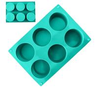 Non Stick Silicone Baking Mold - 6 Grids Round, Cake Mould Food Grade Chocolate Muffin Jelly Moulds for Oven Kitchen Bakery, Home Postre Making | Flexible Silicone Baking Accessory
