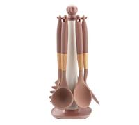 Non-Stick Silicone Cooking Utensils, 7-Piece, Wood Handle Tool Set, Heat-Resistant, Easy Clean, Stirring, Flipping, Grilling, Serving, Kitchen Use