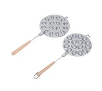 Non Stick Walnut Cookie Maker | Oval Shape for Ideal Pastries | Easy Baking Tool with Wood Handle | Aluminum Alloy, 2 - Piece Set for Homemade Cookies (16 Holes)