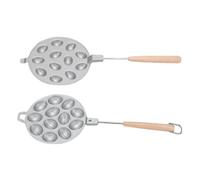 Non Stick Walnut Cookie Maker | Oval Shape for Ideal Pastries | Easy Baking Tool with Wood Handle | Aluminum Alloy, 2 - Piece Set for Homemade Cookies (12 Holes)