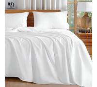 NON Sticky cotton 2 juegos de 4 piezas de sábanas de algodón egipcio para cama King, calidad premium de hotel, suaves y transpirables, sábanas bajeras con bolsillo profundo de 38 cm, 198 cm x 203 cm