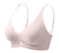 Non-Wired Bra Padded Full Cup for Women Seamless Bustier Bralette Breathable Soft, Lightblue, L(Pink,S)