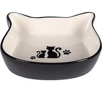 Nona Ceramic Cat Food and Water Bowl 250 ml Black and White