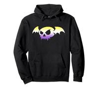Nonbinary Bat Vampire Skull Enby Pride Flag Goth Halloween Sudadera con Capucha